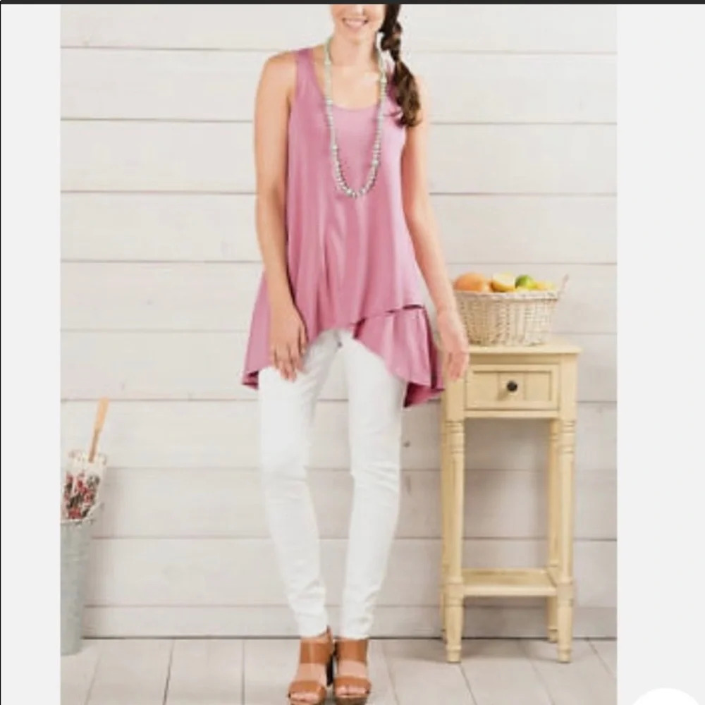 Matilda Jane Adventure Begins SECRET GARDEN TANK TOP Tunic Pink Size S